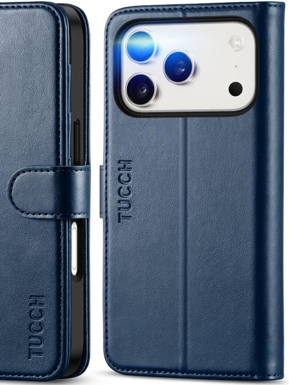 TUCCH Wallet Case for iPhone 17 Pro 6.3 RFID Flip Cover Light Blue PU Leather